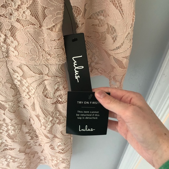 NEW LULUS Blush Pink Lace Dress - Picture 8 of 10
